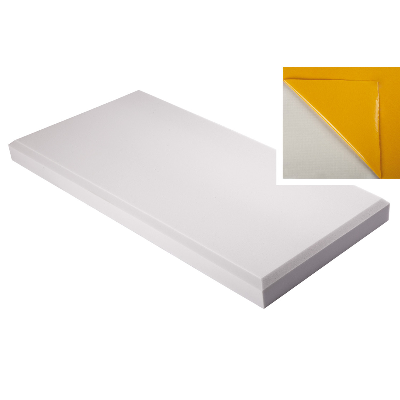 Decorschaumstoff aus Basotect® G+ Schaumstoff 100 x 50 x 7cm,hellgrau, klebend