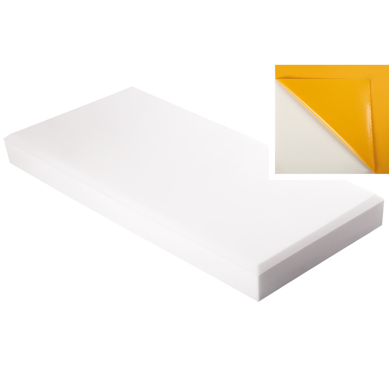 Decorschaumstoff aus Basotect® Schaumstoff 100 x 50 x 10cm,weiss, klebend