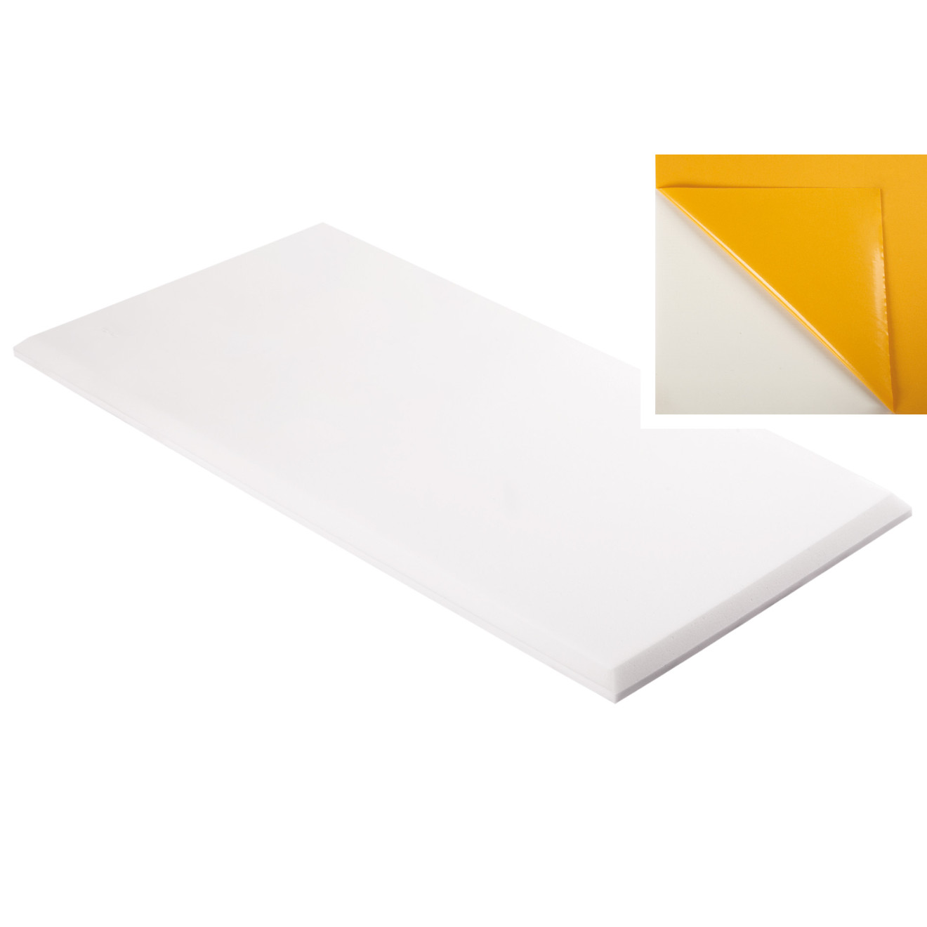 Decorschaumstoff aus Basotect® Schaumstoff 100 x 50 x 3cm,weiss,klebend