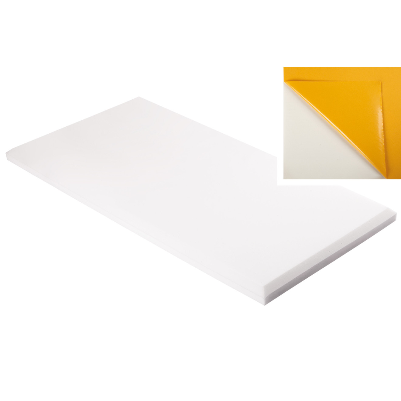 Decorschaumstoff aus Basotect® Schaumstoff 100 x 50 x 4cm,weiss,klebend