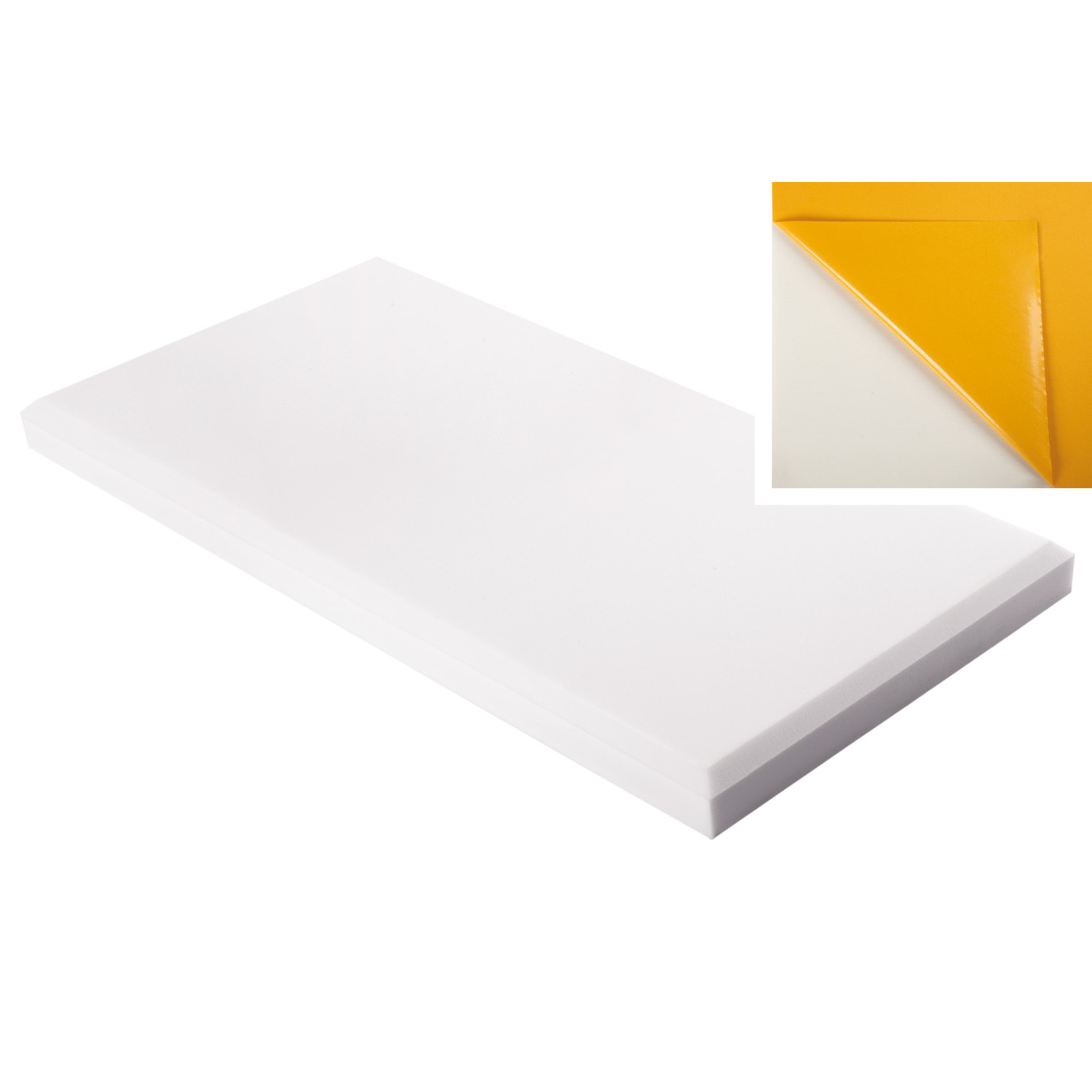 Decorschaumstoff aus Basotect® Schaumstoff 100 x 50 x 6cm,weiss,klebend