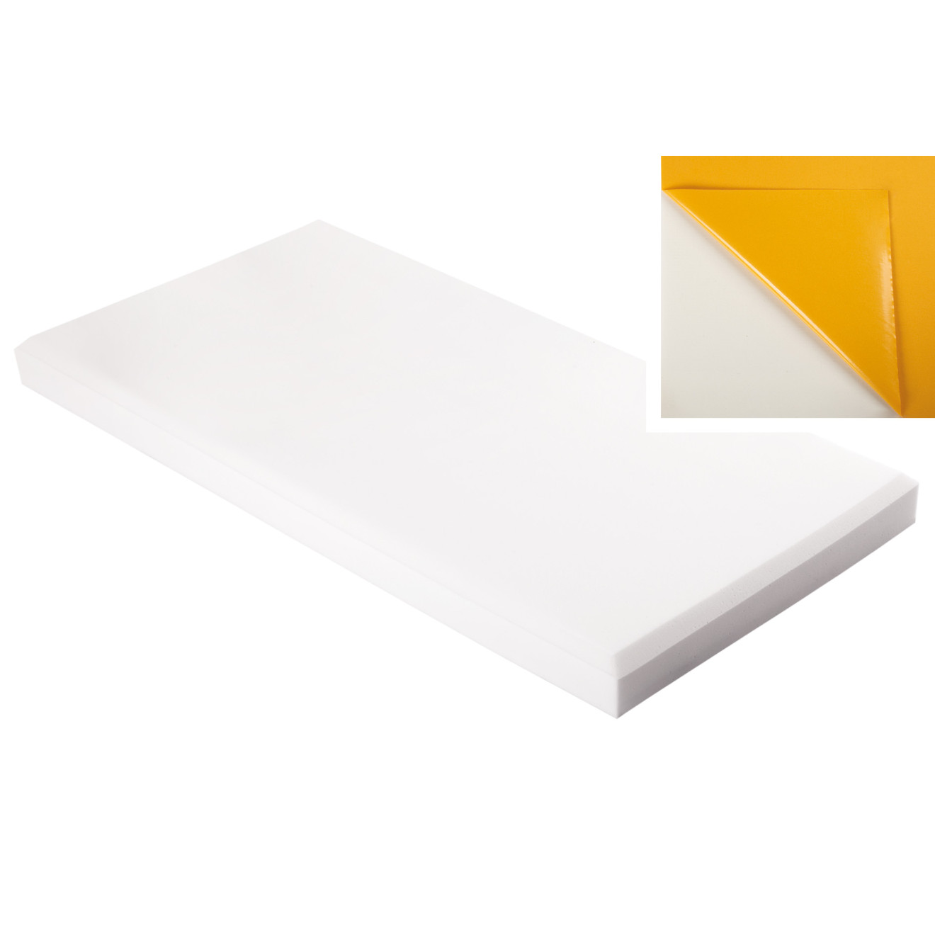 Decorschaumstoff aus Basotect® Schaumstoff 100 x 50 x 7cm,weiss, klebend