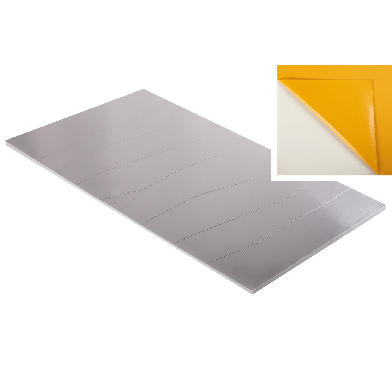 Absorber aus Basotect® G+ mit Aluminiumfront 100cm x 50cm x 1cm, hellgrau klebend