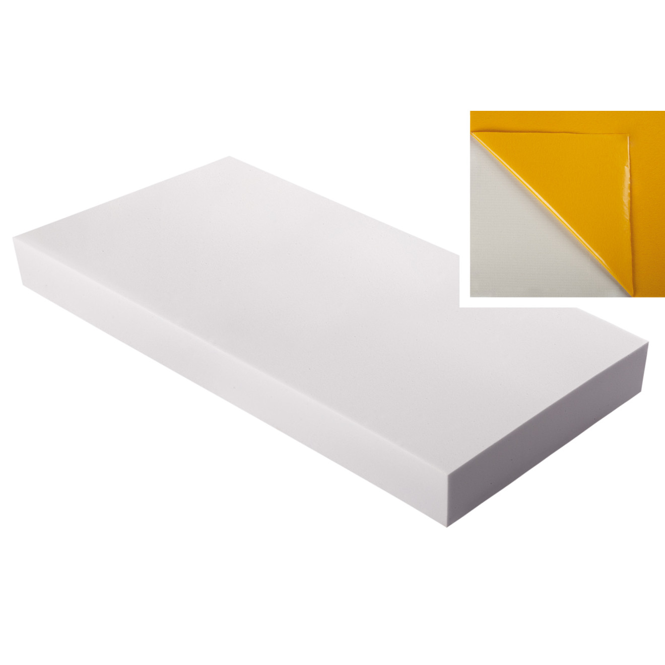 Absorber aus Basotect® Schaumstoff 100cm x 50cm x 10cm,weiss,klebend
