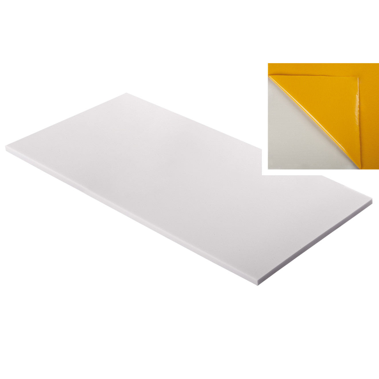 Absorber aus Basotect® G+ Schaumstoff 100cm x 50cm x 2cm, hellgrau klebend