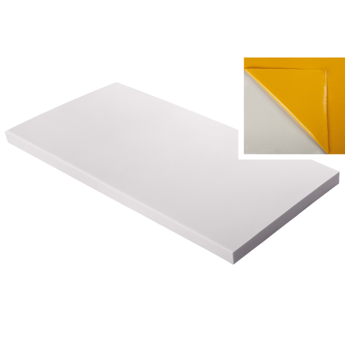 Absorber aus Basotect® G+ Schaumstoff 100cm x 50cm x 4cm,hellgrau,klebend