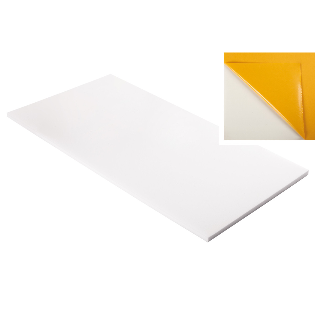 Absorber aus Basotect® Schaumstoff 100cm x 50cm x 2cm, weiss klebend