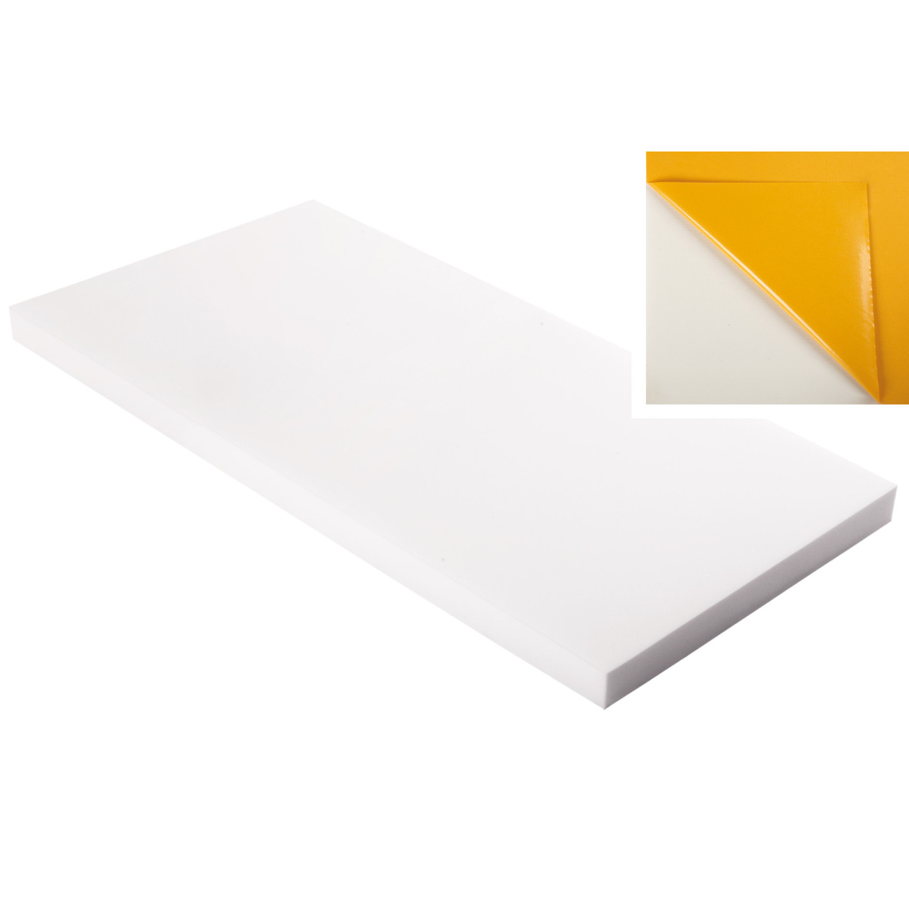 Absorber aus Basotect® Schaumstoff 100cm x 50cm x 5cm,weiss,klebend