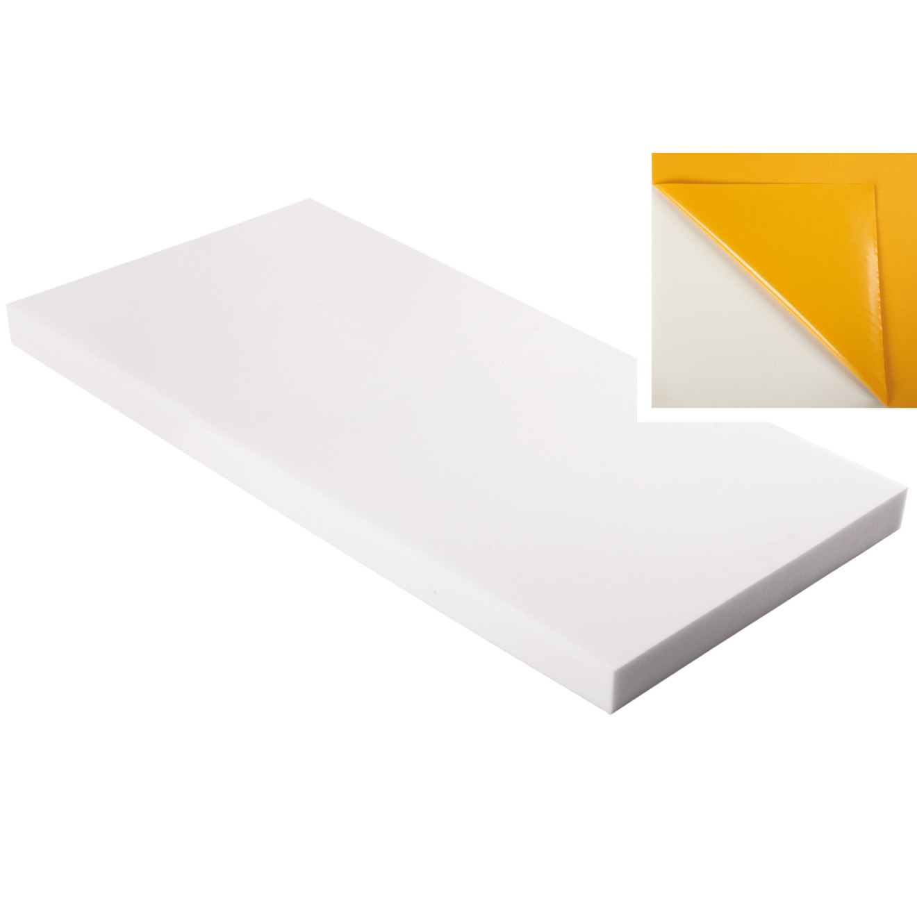Absorber aus Basotect® Schaumstoff 100cm x 50cm x 6cm,weiss,klebend
