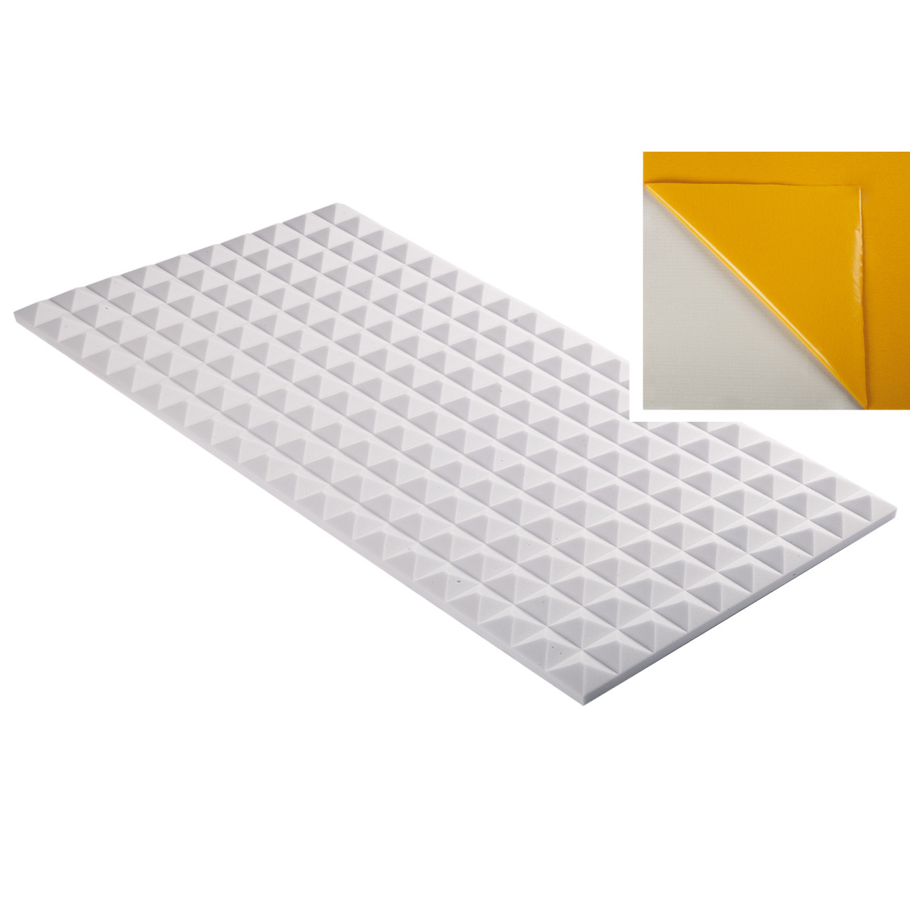Pyramidenschaumstoff aus Basotect® G+ 100cm x 50cm x 3cm,hellgrau,klebend