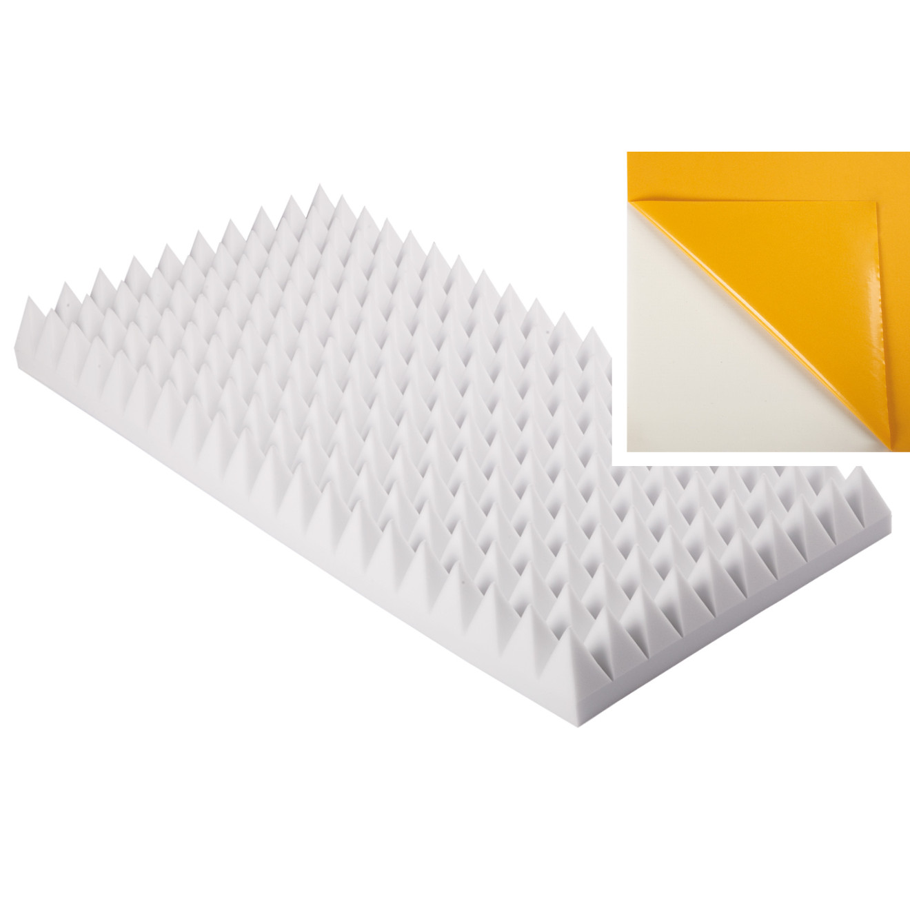 Pyramidenschaumstoff aus Basotect® 100cm x 50cm x 10cm,weiss,klebend