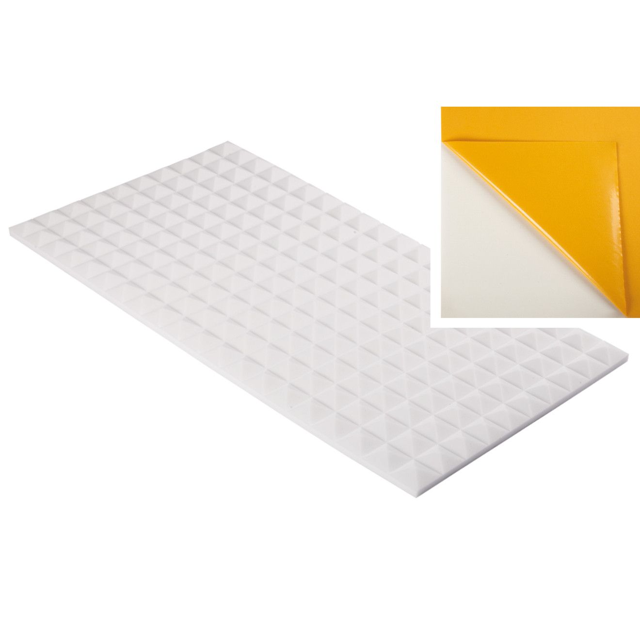 Pyramidenschaumstoff aus Basotect® 100cm x 50cm x 3cm,weiss,klebend