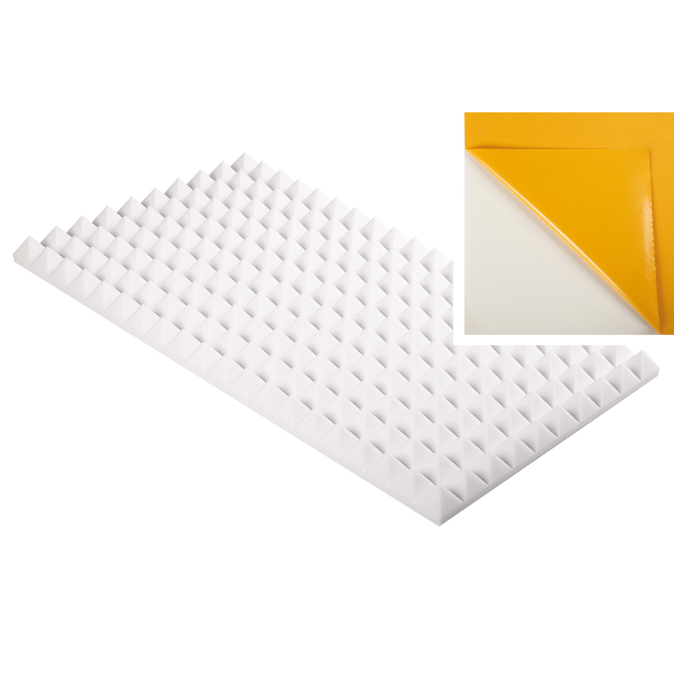 Pyramidenschaumstoff aus Basotect® 100cm x 50cm x 5cm,weiss,klebend
