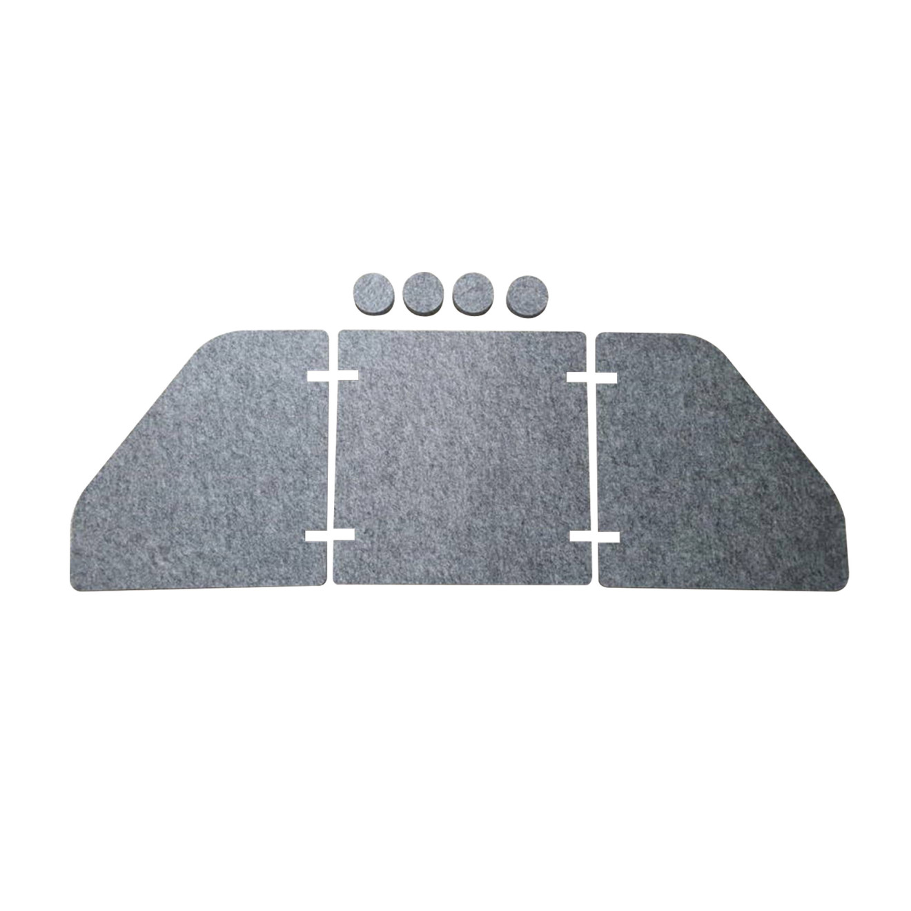 Lärmschutz am Schreibtisch - Komplettsatz, Größe variierbar 60 x 60 x 60cm PET-Vlies hellgrau