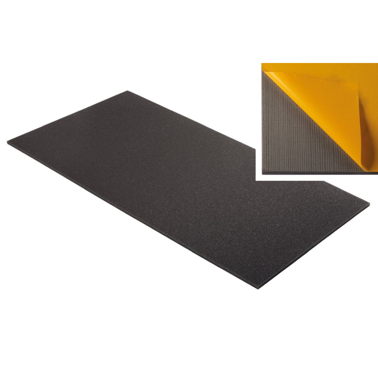 Hochwertiger Planer Schaumstoff MicroPor 100 x 50 x 1cm anthrazit,klebend - Schallschutzplatte