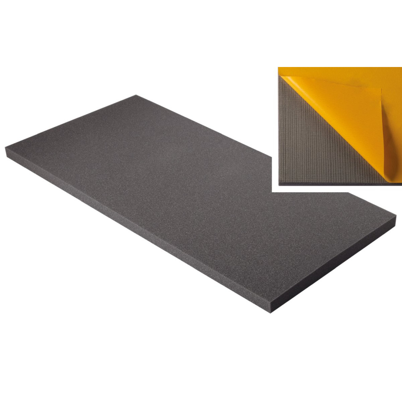 Hochwertiger Planer Schaumstoff MicroPor 100 x 50 x 3cm anthrazit,klebend - Schallschutzplatten
