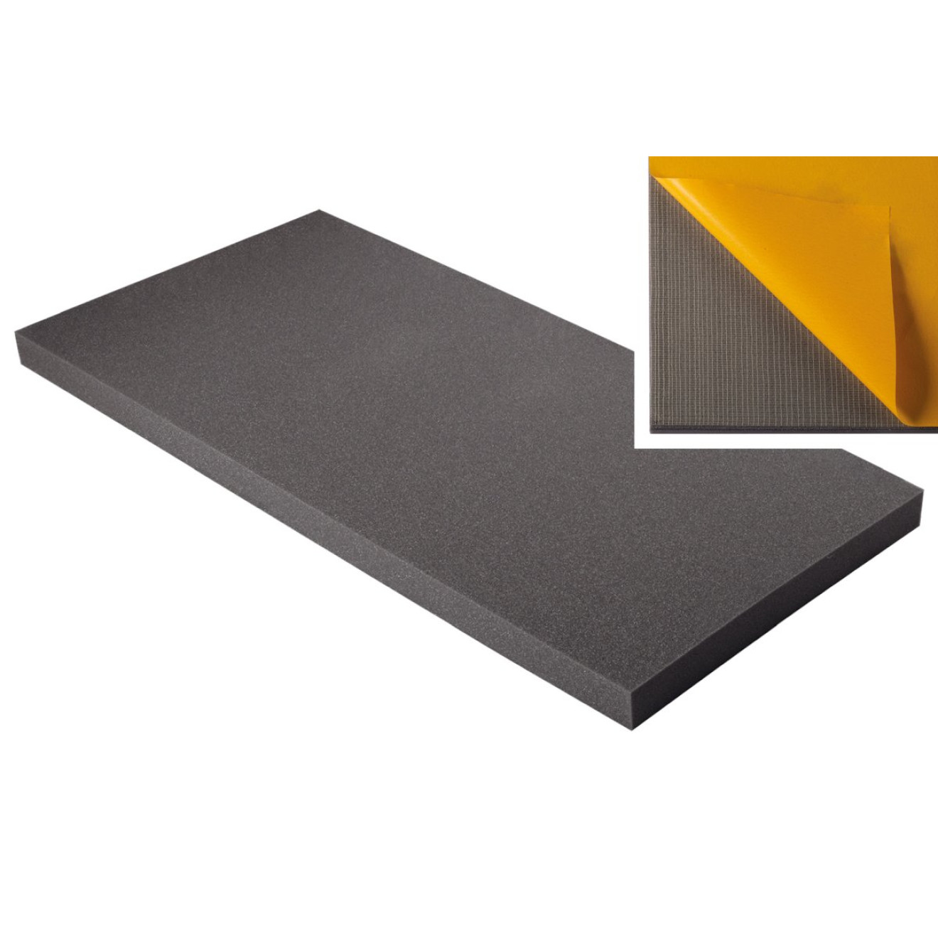 Hochwertiger Planer Schaumstoff MicroPor 100 x 50 x 5cm anthrazit,klebend - Schallschutzplatten