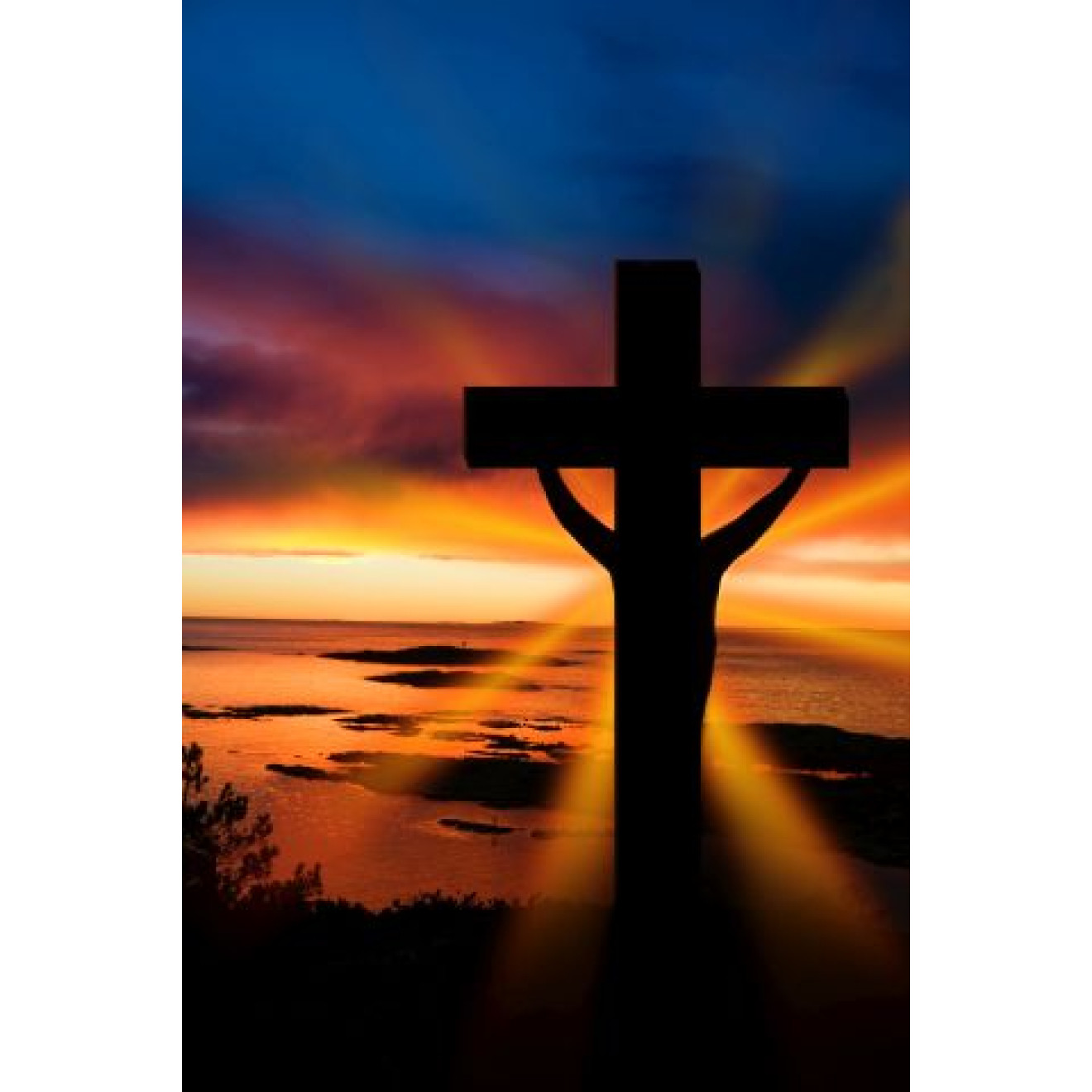 Akustikbild Gipfelkreuz im Sonnenuntergang
