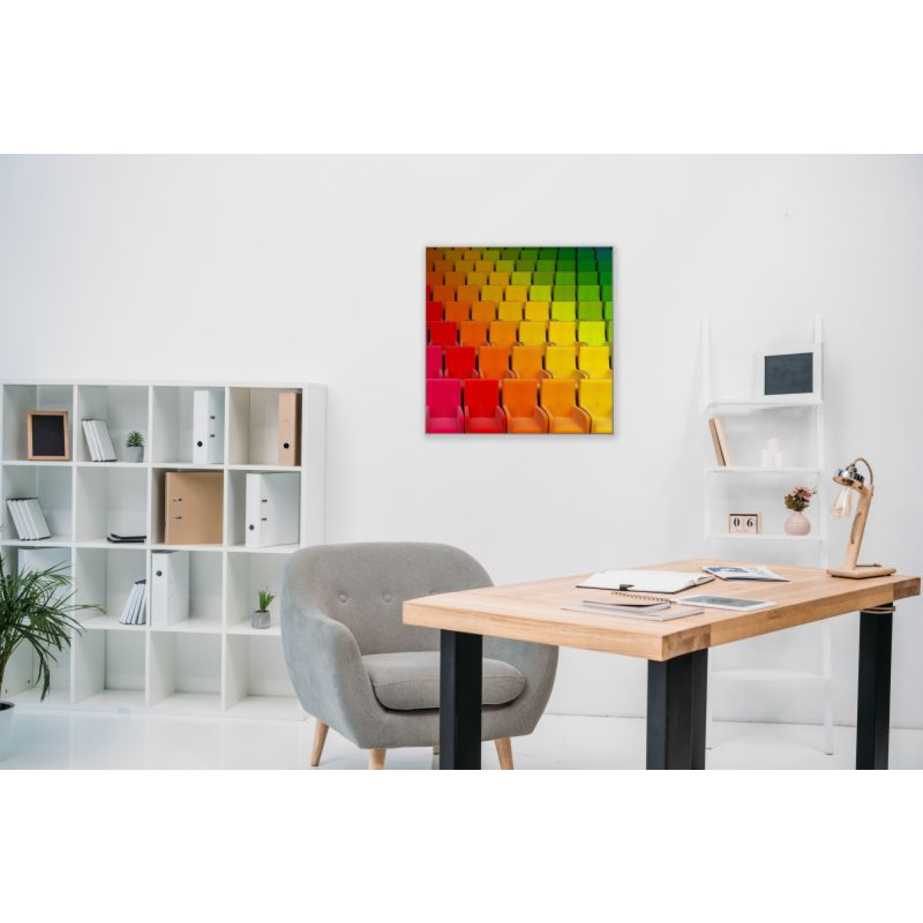 Akustikbild Regenbogen Stühle