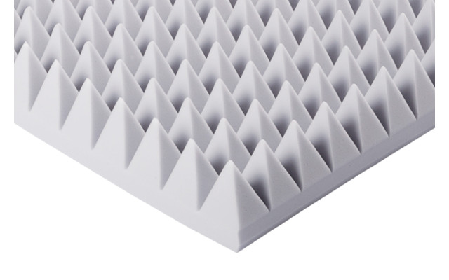 Pyramidenschaumstoff aus Basotect® G+ 100cm x 50cm x 10cm hellgrau,klebend