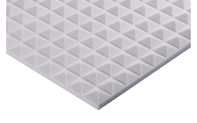 Pyramidenschaumstoff aus Basotect® G+ 100cm x 50cm x 3cm,hellgrau,klebend
