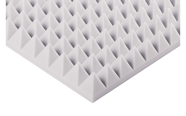 Pyramidenschaumstoff aus Basotect® G+ 100cm x 50cm x 7cm,hellgrau,klebend