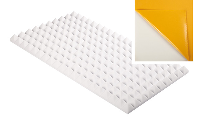 Pyramidenschaumstoff aus Basotect® 100cm x 50cm x 5cm,weiss,klebend