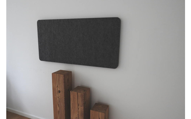 PET-VLIES Akustikabsorber 120cm x 60cm x 2,5cm, schwarze Vliesoberfläche