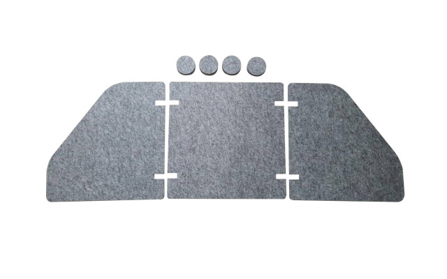 Lärmschutz am Schreibtisch - Komplettsatz, Größe variierbar 60 x 60 x 60cm PET-Vlies hellgrau