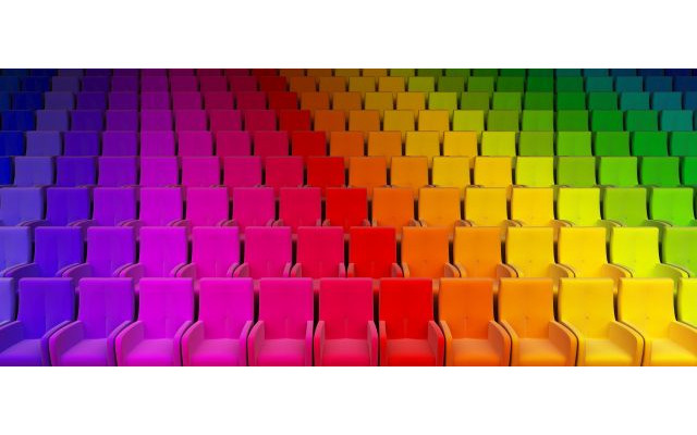 Akustikbild Regenbogen Stühle
