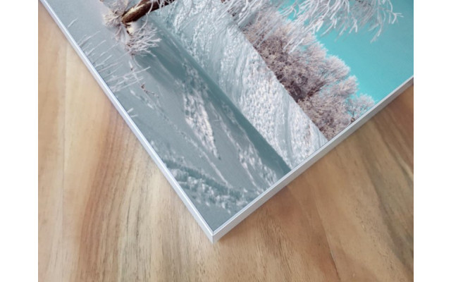 Akustikbild Schneebedeckter Baum unter blauem Himmel