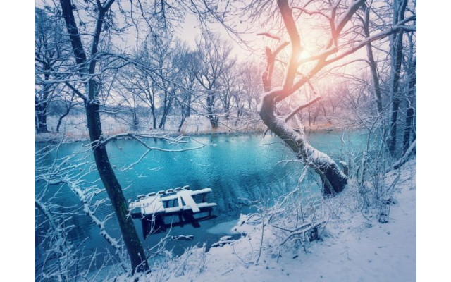 Akustikbild Fluss in Winterlandschaft