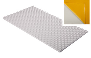 Noppenschaumstoff aus Basotect® G+ 100cm x 50cm x 3cm, hellgrau klebend