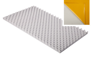 Noppenschaumstoff aus Basotect® G+ 100cm x 50cm x 5cm, hellgrau klebend