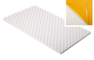 Noppenschaumstoff aus Basotect® 100cm x 50cm x 3cm, weiss klebend