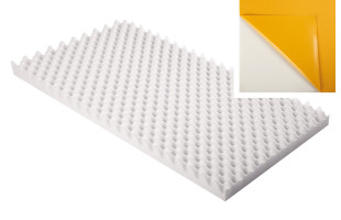 Noppenschaumstoff aus Basotect® 100cm x 50cm x 5cm, weiss klebend
