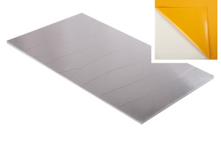 Absorber aus Basotect® G+ mit Aluminiumfront 100cm x 50cm x 1cm, hellgrau klebend