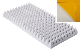 Pyramidenschaumstoff aus Basotect® G+ 100cm x 50cm x 10cm hellgrau,klebend