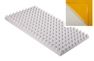 Pyramidenschaumstoff aus Basotect® G+ 100cm x 50cm x 7cm,hellgrau,klebend