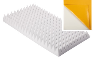 Pyramidenschaumstoff aus Basotect® 100cm x 50cm x 10cm,weiss,klebend
