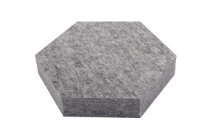 PET-VLIES Akustikabsorber Hexagon 29cm x 29cm x 5cm, anthrazite/graue Vliesoberfläche