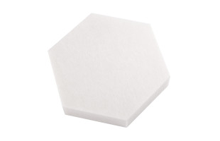 PET-VLIES Akustikabsorber Hexagon 29cm x 29cm x 2,5cm, weiße Vliesoberfläche