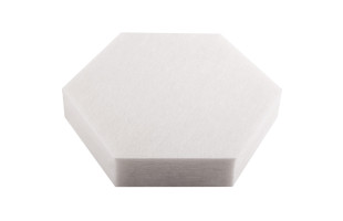 PET-VLIES Akustikabsorber Hexagon 29cm x 29cm x 5cm, weiße Vliesoberfläche